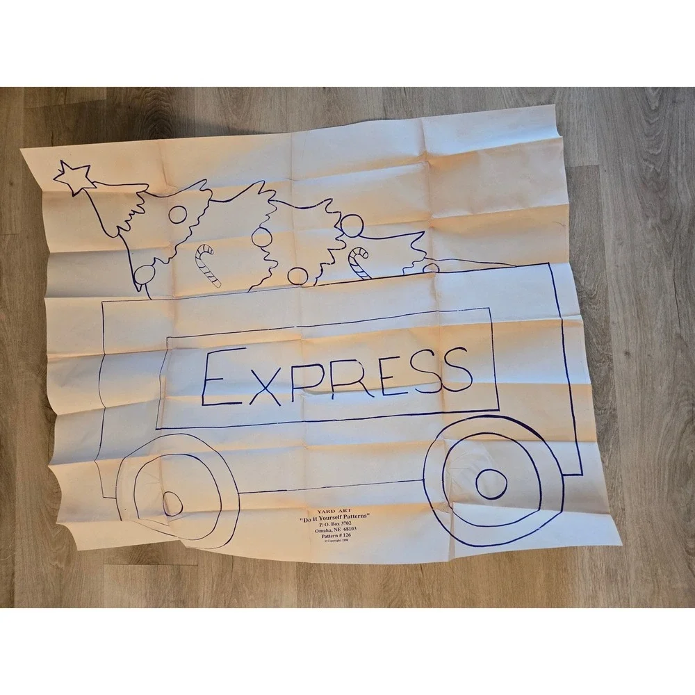 Vintage 1993 Yard Art Christmas Express Train DIY Woodworking Pattern 126 31x34